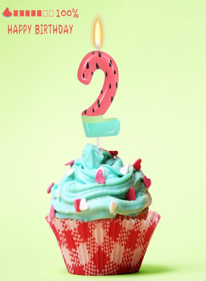 ElekFX Watermelon Number 2 Candle, Watermelon Birthday Decorations, Cute Cake Topper for Baby Girl Boy 2nd Birthday & Fruit Party - Image 3